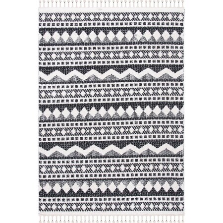 Safavieh 5 ft. -5 in. x 7 ft. -7 in. Moroccan Tassel Shag Bohemian Rectangle Power Loomed Rug Ivory & Black MTS484A-5